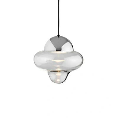 Image of DESIGN BY US LED pendant light Nutty, clear / chrome coloured, Ø 18.5 cm, glass