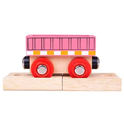 Image of Bigjigs Rail Wooden Pink Wagon Other Major Wood Brands are Compatible