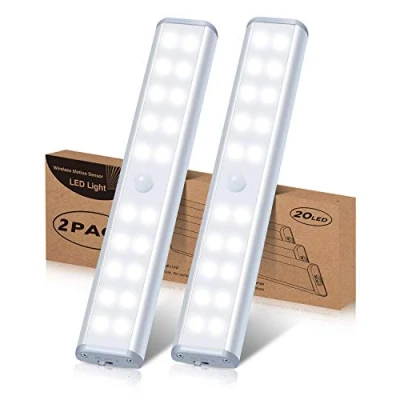 Image of Wireless Under Cabinet Lighting, 20 LEDs Motion Sensor Cupboard Lights, Kitchen Lights USB Rechargeable LED Closet Magnetic Strip Stick On Wardrobe, Closet, Kitchen, Stairs