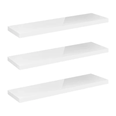 Image of eSituro Floating Shelf, Wall White High Gloss Mounted Storage Shelf for Bedroom/Living Room/Kitchen/Bathroom/Hallway, W110xD22.9xT3.8 cm