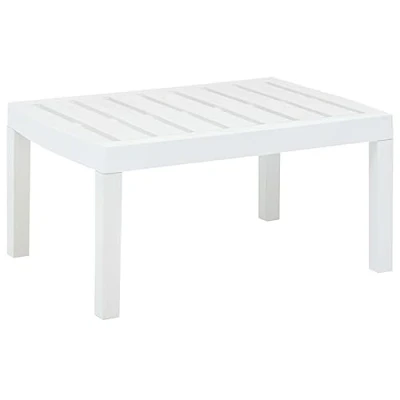 Image of vidaXL Garden Table Plastic, White, Weather Resistant 78x55x38 cm Versatile Outdoor Furniture for Patio, Lounge, Camping