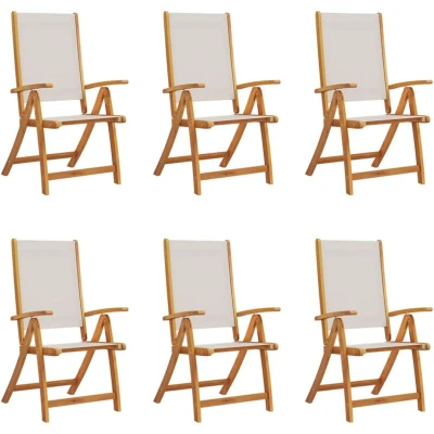 Image of vidaXL Folding Garden Chairs 6 pcs Solid Wood Acacia and Textilene