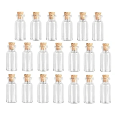 Image of XNJIHWA 20Pcs 2ml Wishing Bottles Mini Glass Jars with Cork Stoppers Message Bottle for DIY Arts Crafts Decoration,Storage Accessories