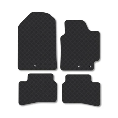 Image of Rubber Car Mats Compatible with Kia Rio (2017+) Tailored Fit Floor Set Accessory Black Custom 4 Pieces Clips Anti Slip Backing, Heavy Duty &amp; Waterproof
