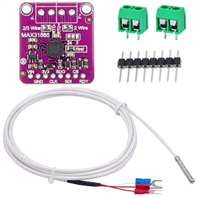Image of Youmile MAX31865 PT100/PT1000 RTD Temperature Thermocouple Sensor Amplifier Board 3.3/5V Detector Module for Arduino with 50 to 200℃ 0.5m/1.6ft 3 Wires PT100 Probe