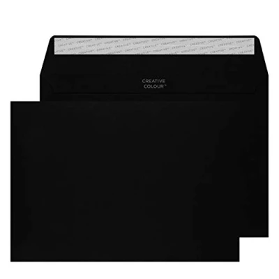 Image of Blake Creative Colour C5 162 x 229 mm 120 gsm Peel &amp; Seal Wallet Envelopes (45314) Jet Black Pack of 25