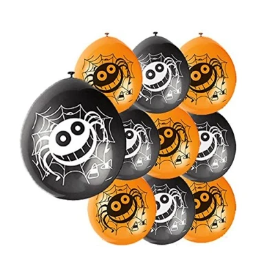 Image of Unique Party 80352 9&quot; Latex Spider Halloween Balloons, Pack of 10