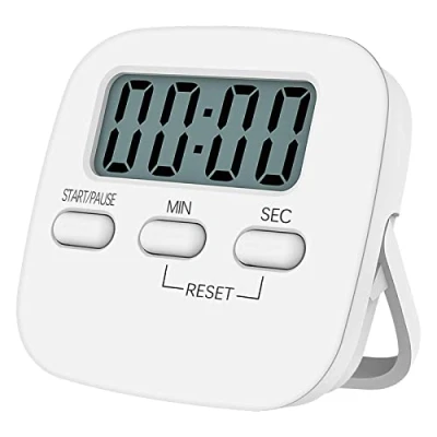 Image of Jsdoin 1 Pack Digital Kitchen Timer Magnetic Countdown Stopwatch with Loud Alarm, Big Digit, Back Stand, Hanging Hole for Cooking, Shower, Bathroom, Teacher, Kids(White)