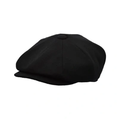 Image of WALKER AND HAWKES Men&#039;s Melton Wool Waterproof 8 Panel Bridgemoor Baker Boy Cap Black Medium (58cm)