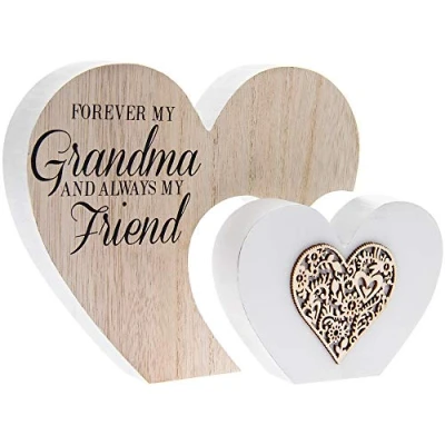 Image of The Leonardo Collection LP43428 Plaque Double Heart Grandma Sentiments 1 Piece 21x19x16 cm Accessory, Multi Color