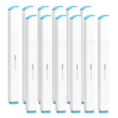 Image of M&amp;G Blue Highlighter, 12 Pack High Lighters Highlighters No Bleeds Highliters Pens Neon Soft Bulk Clear View Bright Tip Marker for Books Home Office, Square