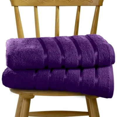 Image of GC GAVENO CAVAILIA 2 Pk Bath Sheets 80x140 Cm Egyptian Cotton Towels Set Quick Dry Highly Absorbent Bathroom Towel 450 GSM Aubergine Large