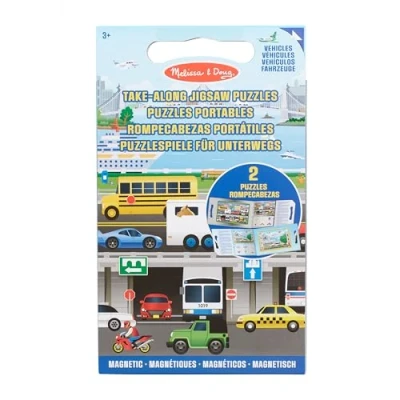 Image of Melissa &amp; Doug Magnetic Take Along Jigsaw Puzzles Vehicles