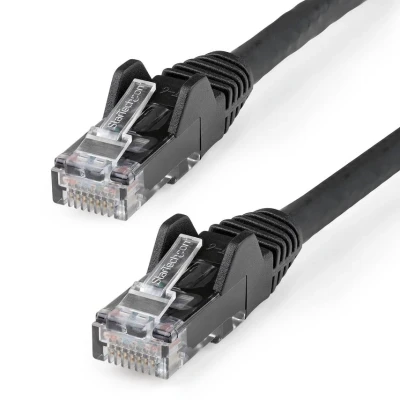Image of StarTech.com 50cm CAT6 Ethernet Cable Black CAT 6 Gigabit Wire 650MHz 100W PoE RJ45 UTP Network/Patch Cord Snagless w/Strain Relief Fluke Tested/Wiring is UL Certified/TIA (N6PATC50CMBK)