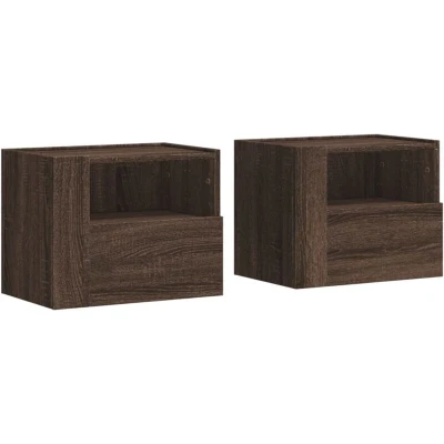 Image of vidaXL Wall mounted Bedside Cabinets 2 pcs Brown Oak 45x30x35 cm