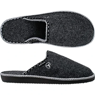 Image of ESTRO Men&#039;s Men Slipper House Shoes Felt Home Mule F14 (11 UK, Black)