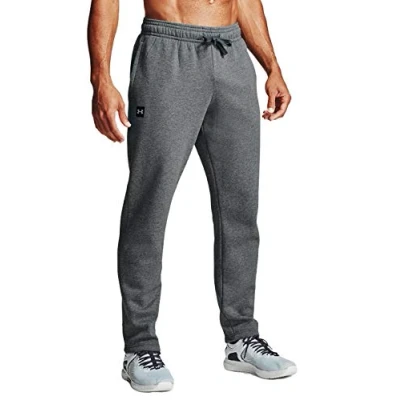 Image of Under Armour Men&#039;s Rival Fleece Pants, Pitch Gray Light Heather (012)/Onyx White, 4X Large