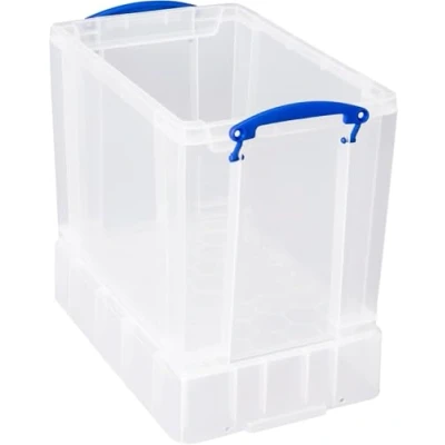 Image of Really Useful Plastic Storage Box 19 Litre with XL Lid Clear Secure, Transparent, and Stackable Solution for 12&quot; Files (‎39.5 x 33 25.5 cm) Pack of 2