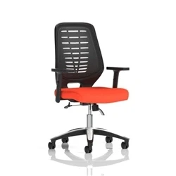 Image of Relay Operator Chair Black Back Tabasco Orange Height Adjustable Arms