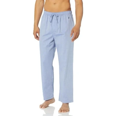 Image of Nautica Men&#039;s Soft Woven 100% Cotton Elastic Waistband Sleep Pant Pajama Bottom, Blue Bone, M UK