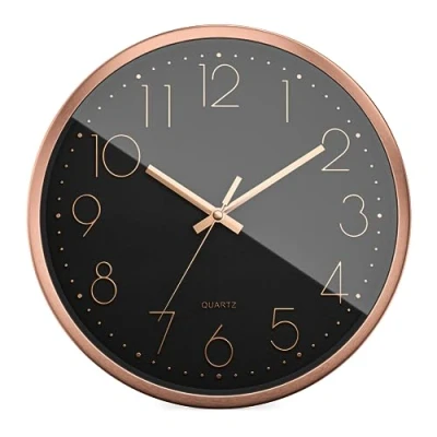 Image of Mebus Wall Clock, Plastic Aluminium, Black, 30 cm