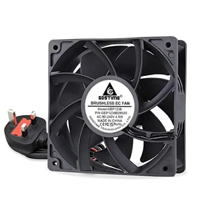 Image of GDSTIME AC EC 220V 120mm Fan 240V 120 x 38mm Axial 12038 Dual Ball Bearing Case 2800 RPM Brushless Cooling 116.6 CFM 12CM Big Airflow For Workstation Cabinet PSU Server Replacement