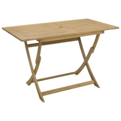 Image of vidaXL Folding Acacia Wood Garden Table Rectangular Outdoor Patio Dining with Umbrella Hole Easy Storage &amp; Clean