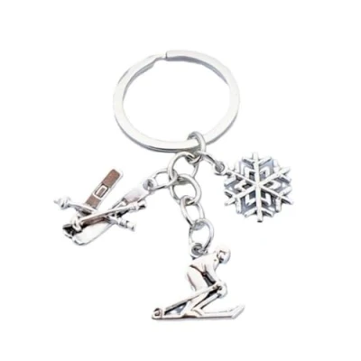 Image of INSTITIZER Snowboard Keychain Purse Metal Snowflake Pendant Skating Backpack Charm Handbag Decorative Keyring