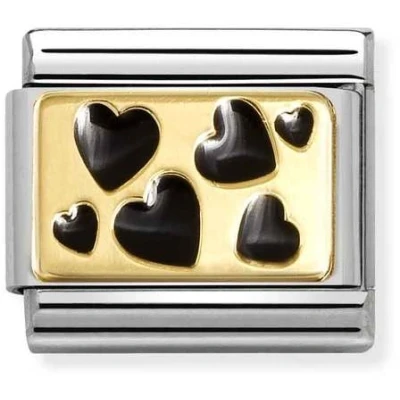 Image of Nomination Black Scattered Hearts Charm