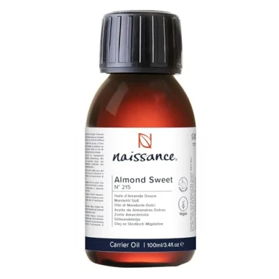 Image of Naissance Sweet Almond Oil (No. 215) 100ml for Skin, Hair, Massage, Nails, Cuticles, Ears, Face, Body Natural Skin Care, Carrier Aromatherapy