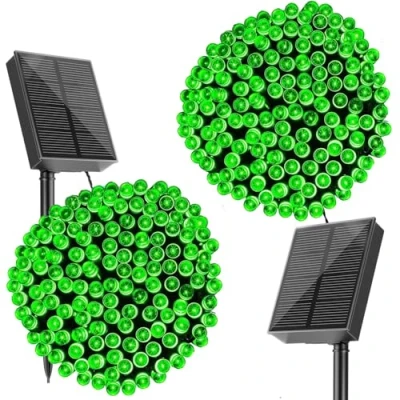 Image of SOLARBABY 2 Pack Solar Christmas Lights Outdoor, 20M 200LED Fairy with 8 Modes IP65 Waterproof Outdoor Garden for Decorations, Xmas Trees, Party (Green)