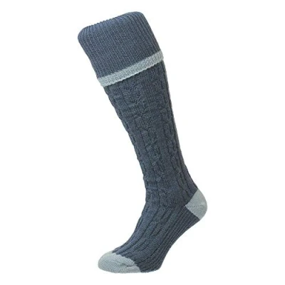Image of Bisley Cable Stripe Shooting Breek Socks in 4 Colours (Denim)