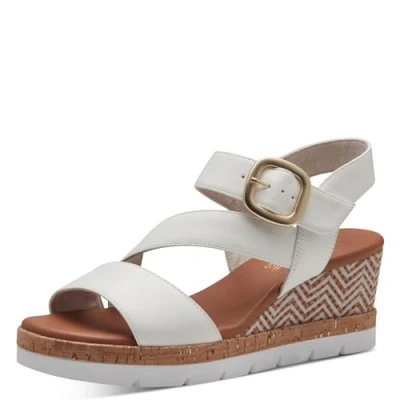 Image of Jana Women&#039;s 8 28370 42 Wedge Sandal, White, 3.5 UK