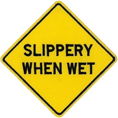 Image of Klicnow Slippery When Wet Embroidered Patch 7cm X (2 3/4&quot; 2 3/4&quot;)