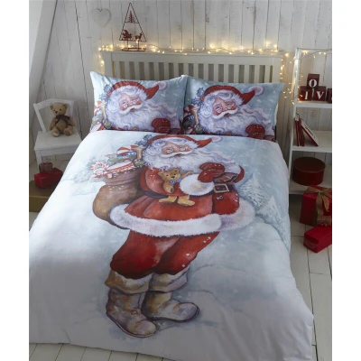 Image of Father Christmas Xmas Quilt Duvet Cover Bedding Bed Set Santa Claus, Single
