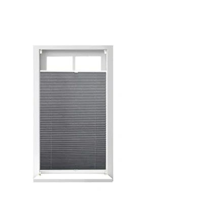 Image of Relaxdays Pleated Blinds, No Drilling, Adhesive Klemmfix, Folding Roller, Transparent, Shades, Grey, 80 x 130 cm