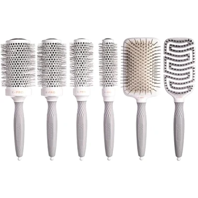 Image of Kobe K Pro Set of 6 All Four Radial Blowout Brush Detangling Flexible Cushion Paddle