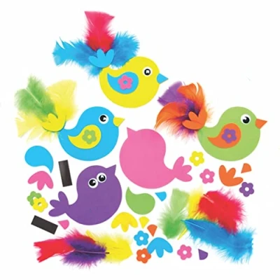 Image of Baker Ross AX839 Bird Fridge Magnet Kits Pack of 8, Make Your Own Magnets, Art for Children&#039;s Creativity, Small Gifts or Home Crafts