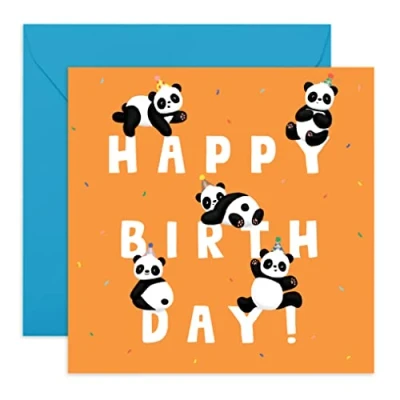 Image of Central 23 Son Birthday Card Cute Animal Cards for Boys and Girls Happy Letter Panda Orange Comes With Fun Stickers Recyclable