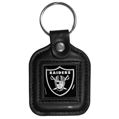Image of Siskiyou Sports NFL Fan Shop Las Vegas Raiders Square Leather Key Chain One Size Black