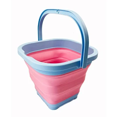 Image of SAMMART 5L Collapsible Rectangular Handy Basket/Bucket (Cool Blue/Maglia Rosa)