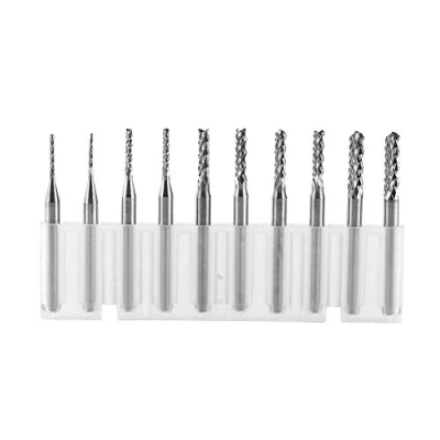 Image of 10pcs Tungsten Carbide End Mill Milling Cutter Spiral CNC Rotary Burrs Set Engraving Bits Cutting Edge 1.0,1.5,2.0,2.5,3.0mm