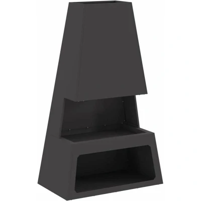 Image of vidaXL Fire Pit with Log Storage Black 60x35x100 cm Steel