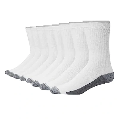 Image of Hanes Men&#039;s Max, Moisture, Multi Pack Ultimate 8 Ultra Cushion FreshIQ Odor Control with Wicking Crew Socks, White/Grey Foot Bottom Pack, 4.5 12 UK (Pack of 8)