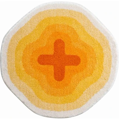 Image of Grund Exclusive Designer bath mat KARIM RASHID, ultra soft and absorbent, anti slip, 03, 90 cm round, yellow