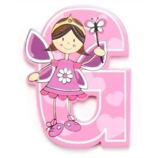 Image of Vinsani® Wooden Fairy Alphabet Letters Personalised Bedroom Wall Door Name (G)