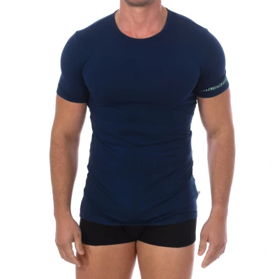 Image of Bikkembergs Mens Pack 2 Fashion Organic Cotton T shirts Blue Size X Large