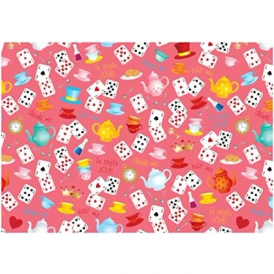 Image of Mad Hatters Tea Party Alice in Wonderland Background Wallpaper A4 Personalised Easy Peel PRECUT Icing Sheet Cake Topper Birthday