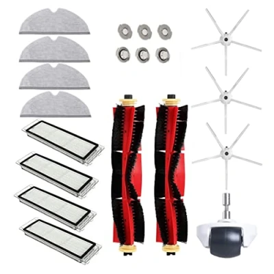 Image of Chuancheng Ersatz Set für Xiaomi Roborock S6 S5 max Pure maxV Staubsauger, inklusive 2 Rollenbürsten, 3 Seitenbürsten, 4 Hepa Filter, Wischtücher, 6 Wasserkern, 1 Rad…