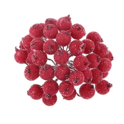 Image of MagiDeal Pack of 200pcs Mini Christmas Frosted Fruit Holly Artificial Flower Decor 14 Colors Red